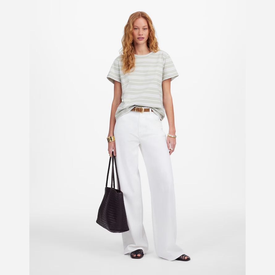 blanc vert womens madewell coton parfait ras du cou t-shirts