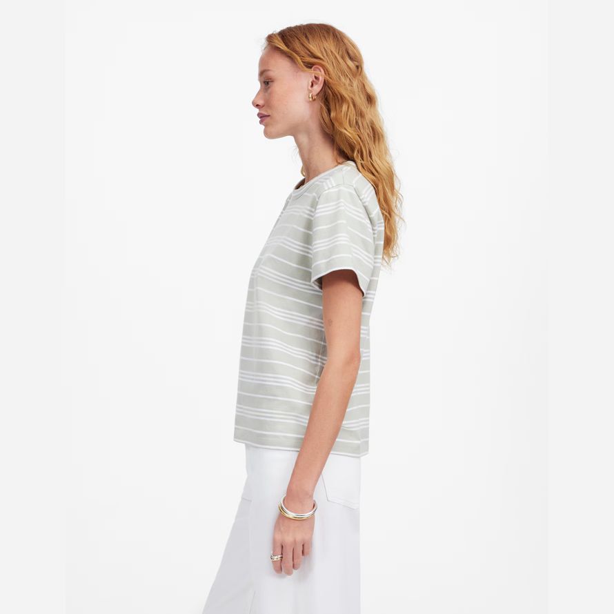 blanc vert womens madewell coton parfait ras du cou t-shirts