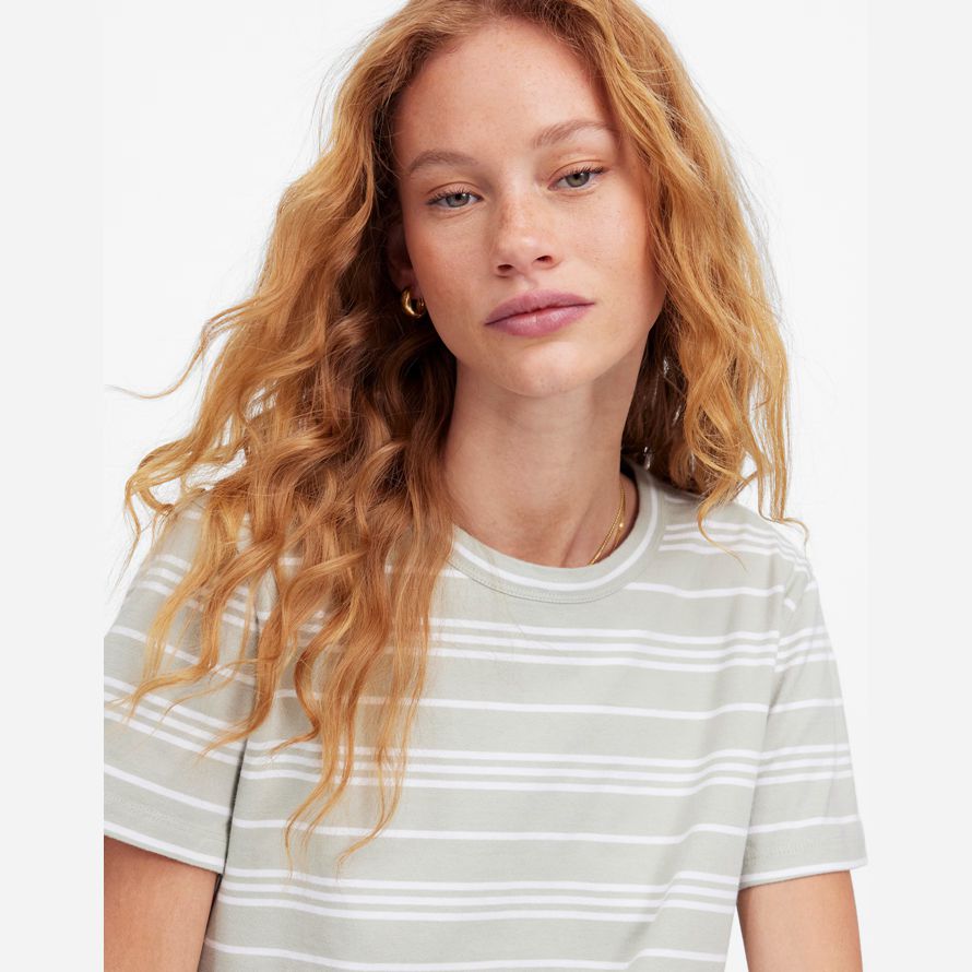 blanc vert womens madewell coton parfait ras du cou t-shirts