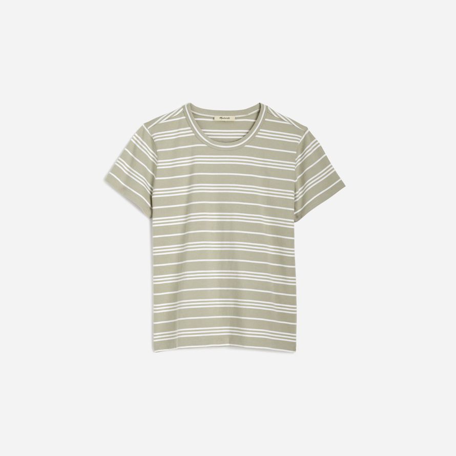 blanc vert womens madewell coton parfait ras du cou t-shirts