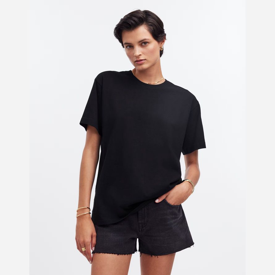 noir madewell coton détendu surdimensionné womens t-shirts