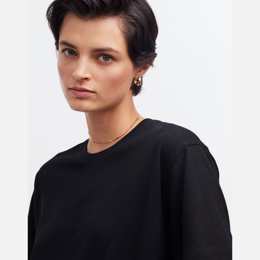 noir madewell coton détendu surdimensionné womens t-shirts