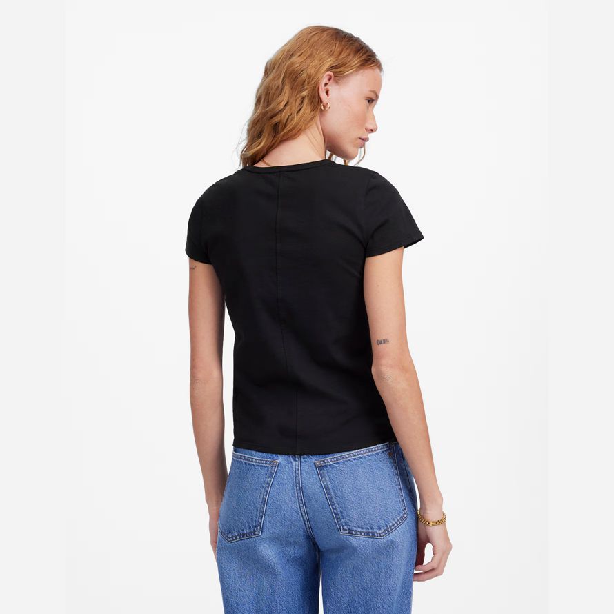 black womens madewell essentiel slim coton léger t-shirts