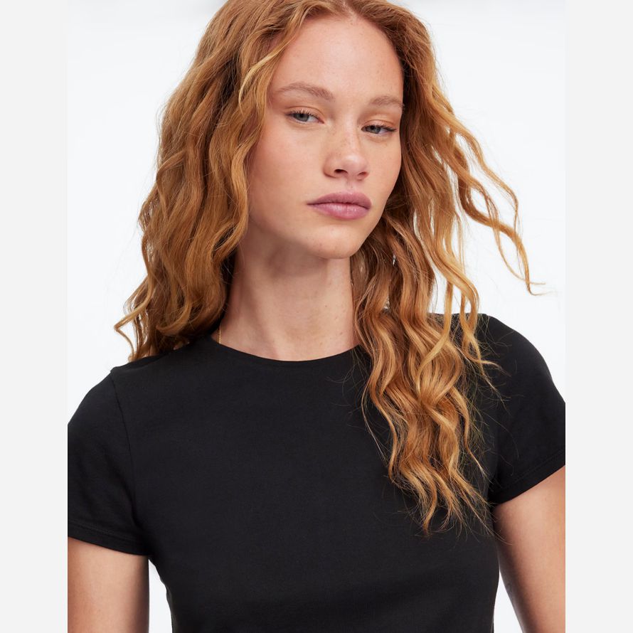 black womens madewell essentiel slim coton léger t-shirts
