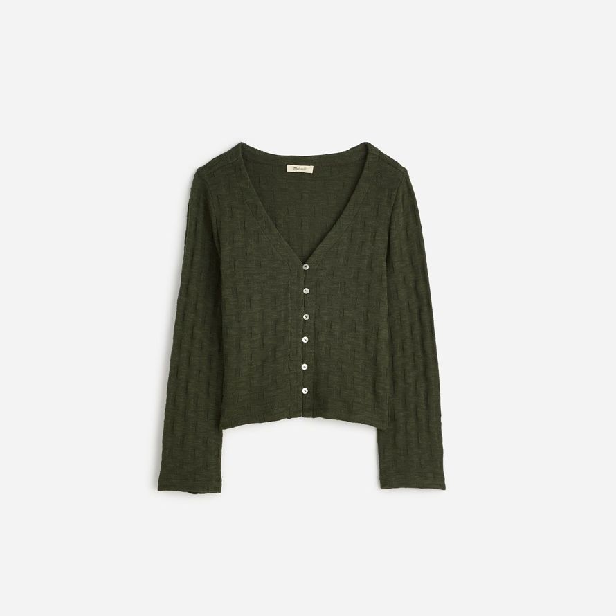 vert foncé womens madewell panier tissage en maille À manches longues t-shirts