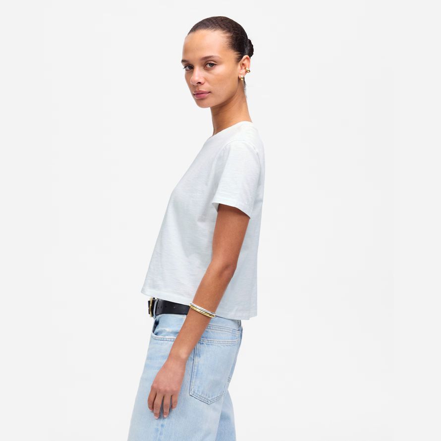 white womens madewell slub boxy-crop t-shirts