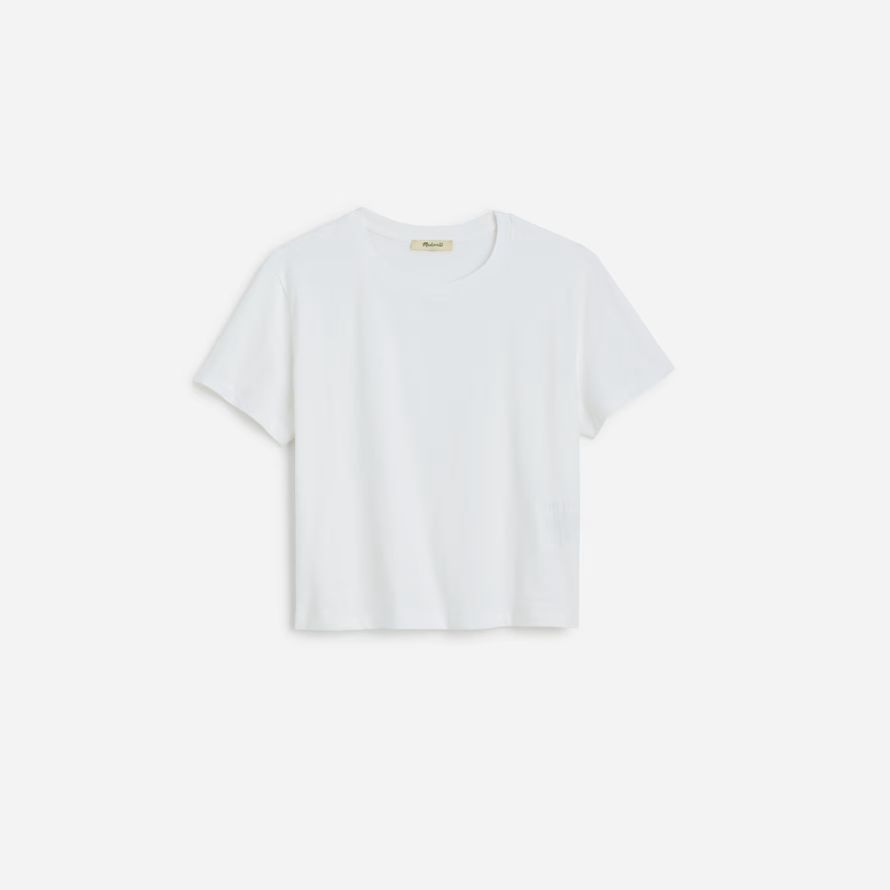 white womens madewell slub boxy-crop t-shirts