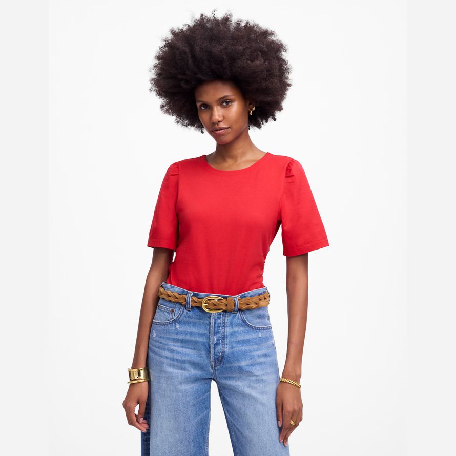 rouge madewell côté-cinch puff manches womens t-shirts