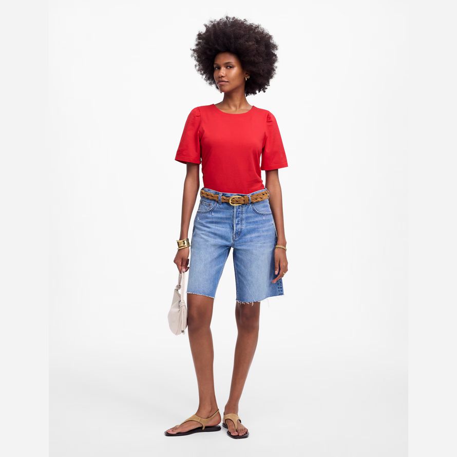 rouge madewell côté-cinch puff manches womens t-shirts