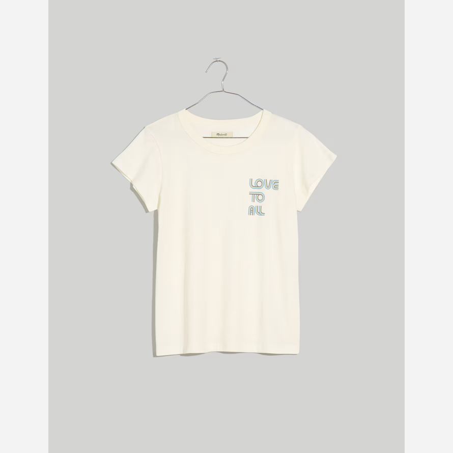womens madewell de lamour à tous fierté softfade coton vintage parfait t-shirts à la crème