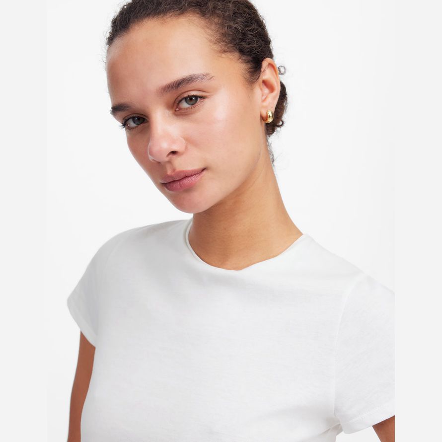 white womens madewell essentiel slim coton léger t-shirts