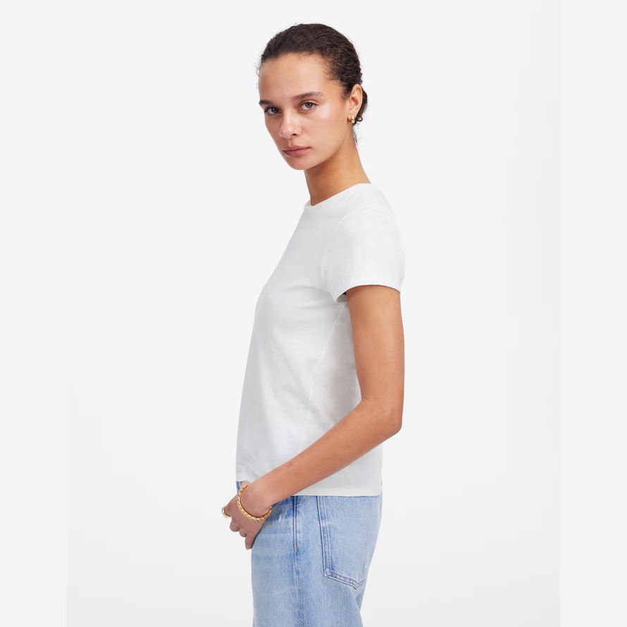 white womens madewell essentiel slim coton léger t-shirts