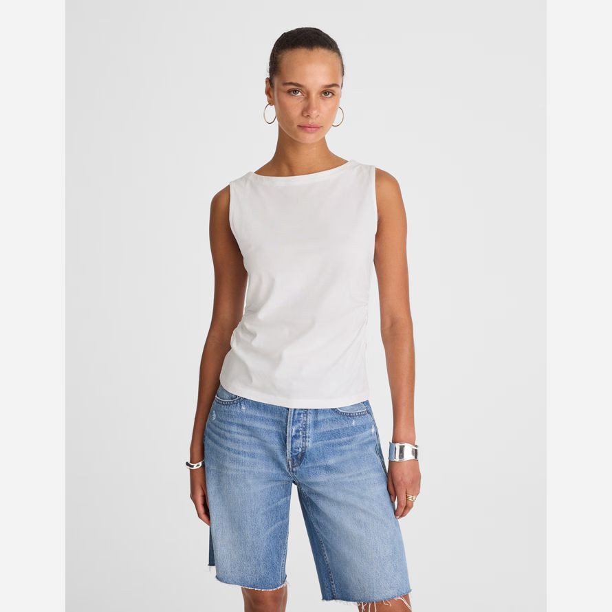 madewell cintré encolure ras du cou womens réservoir blanc