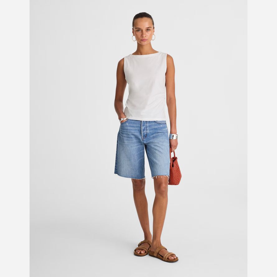 madewell cintré encolure ras du cou womens réservoir blanc