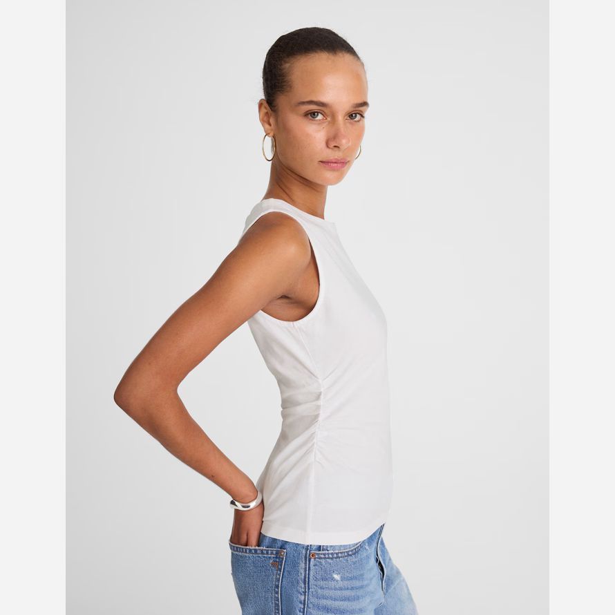 madewell cintré encolure ras du cou womens réservoir blanc