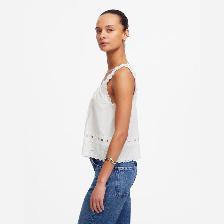 womens madewell brodé festonné réservoir blanc