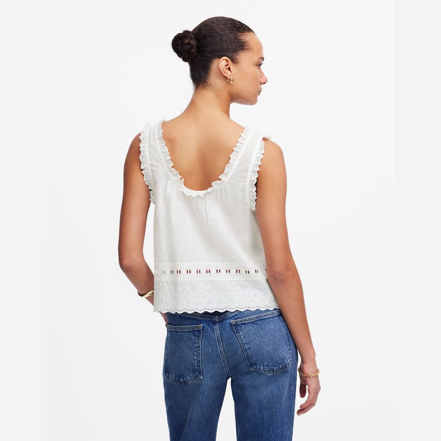 womens madewell brodé festonné réservoir blanc