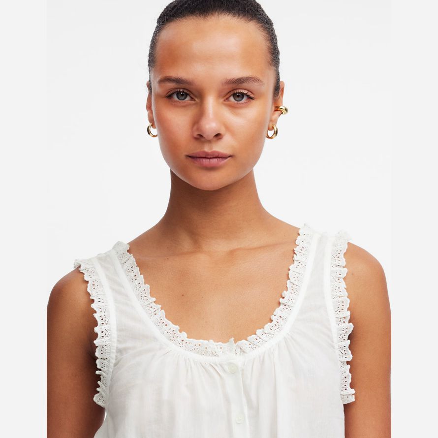 womens madewell brodé festonné réservoir blanc