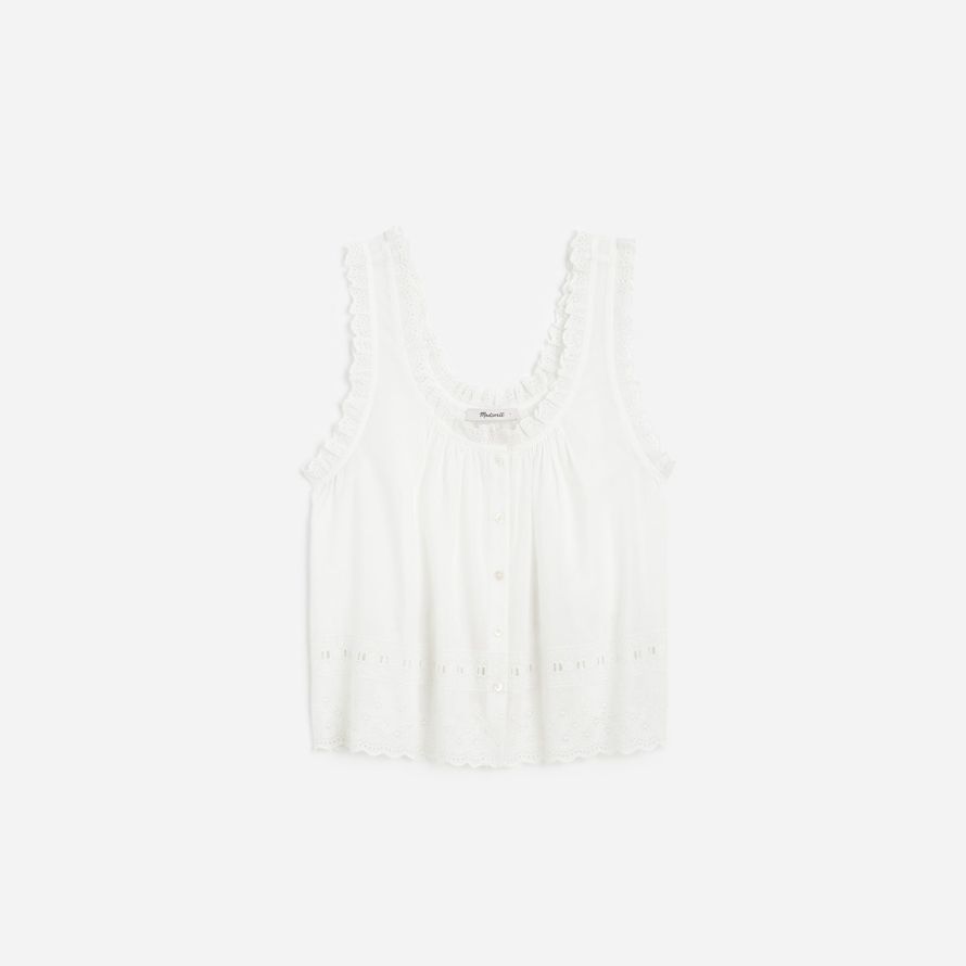 womens madewell brodé festonné réservoir blanc