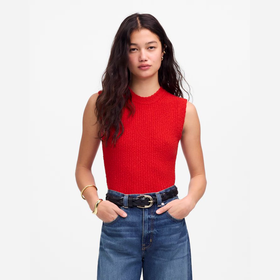 madewell boucl�-pull en maille womens réservoir rouge