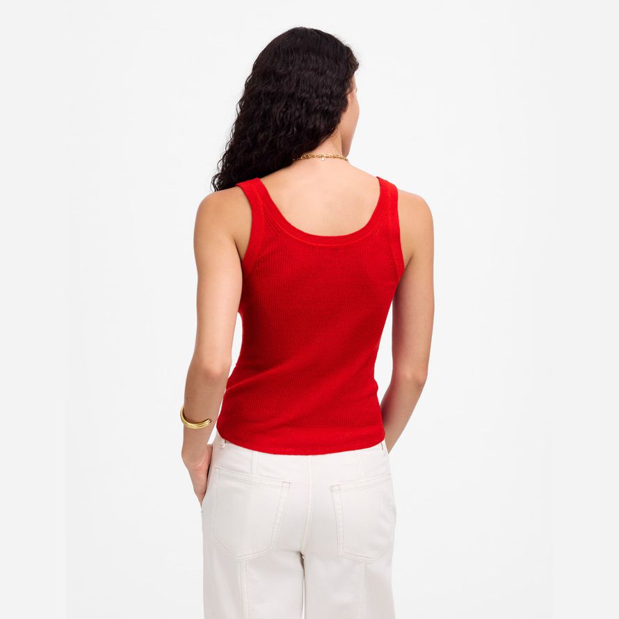 red womens madewell linge-mélange scoopneck pull réservoir