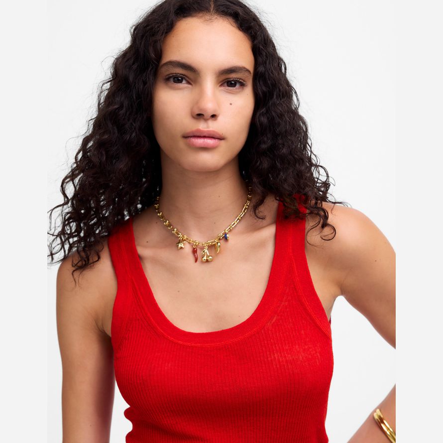 red womens madewell linge-mélange scoopneck pull réservoir
