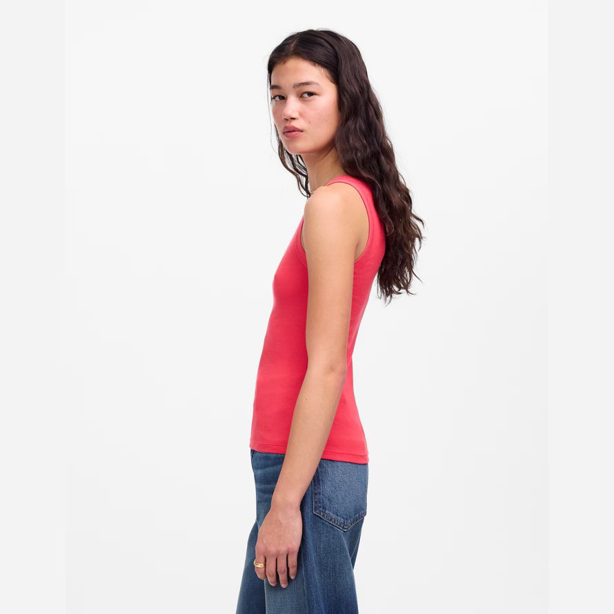 madewell de régénération de coton essentielle haute-cou womens réservoir rouge