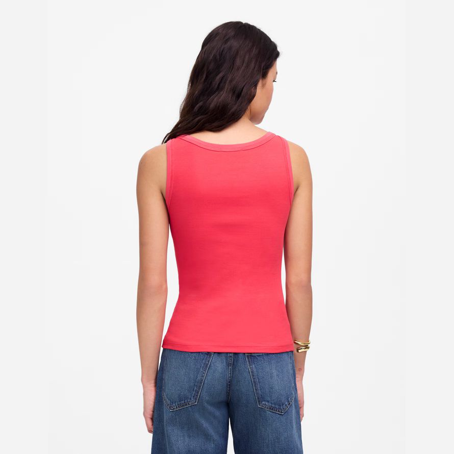 madewell de régénération de coton essentielle haute-cou womens réservoir rouge