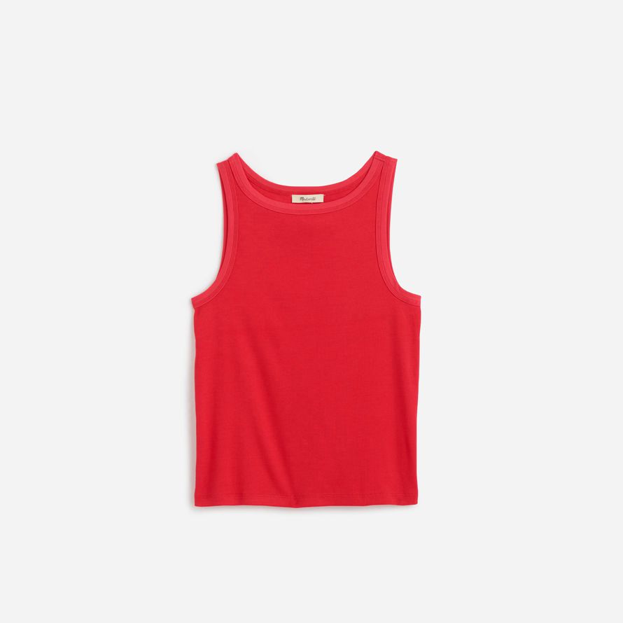 madewell de régénération de coton essentielle haute-cou womens réservoir rouge