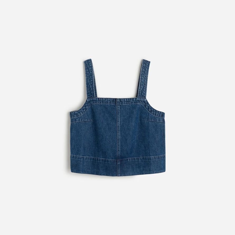 womens madewell squareneck denim réservoir bleu