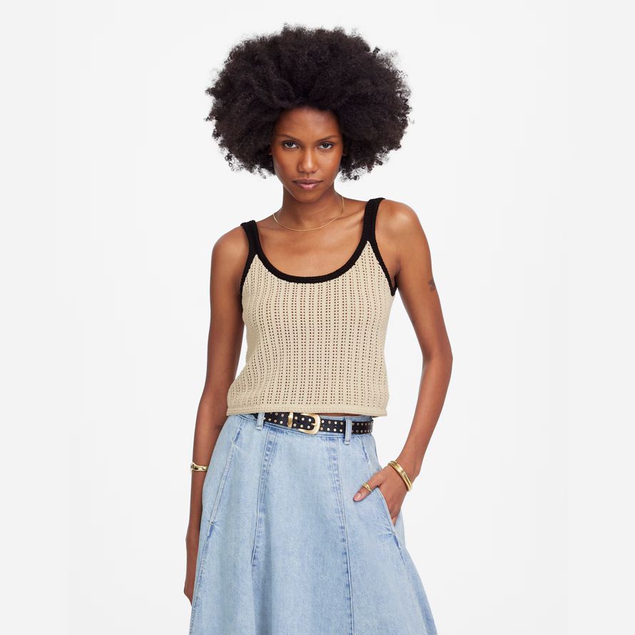 womens madewell open-couture pull réservoir beige