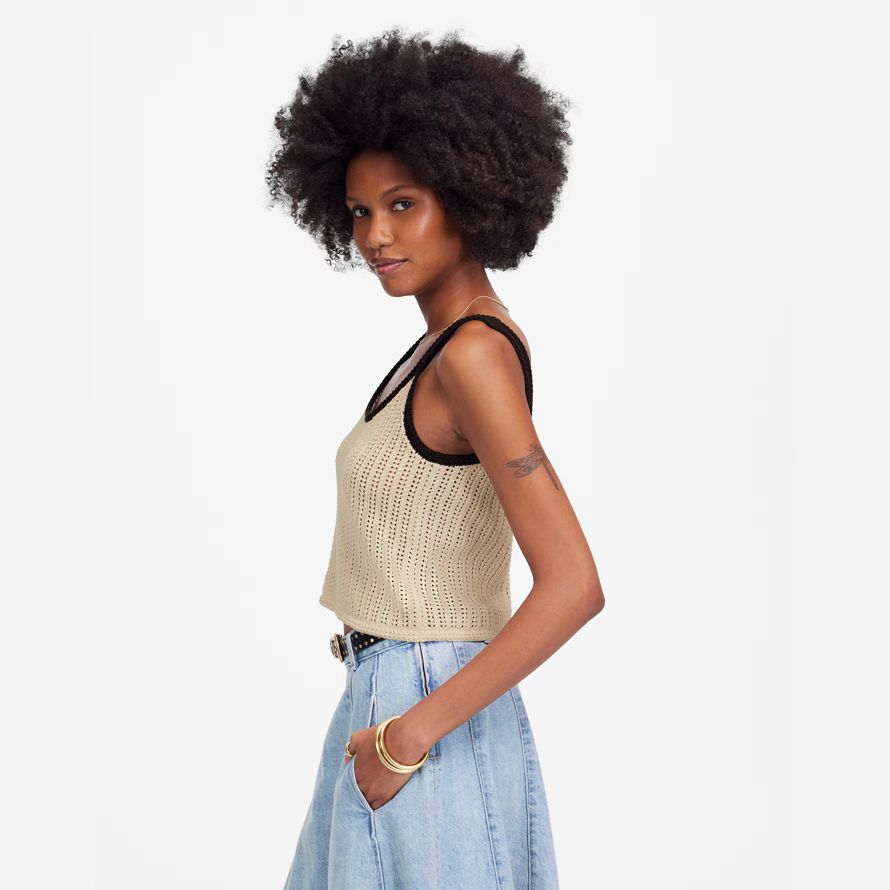 womens madewell open-couture pull réservoir beige