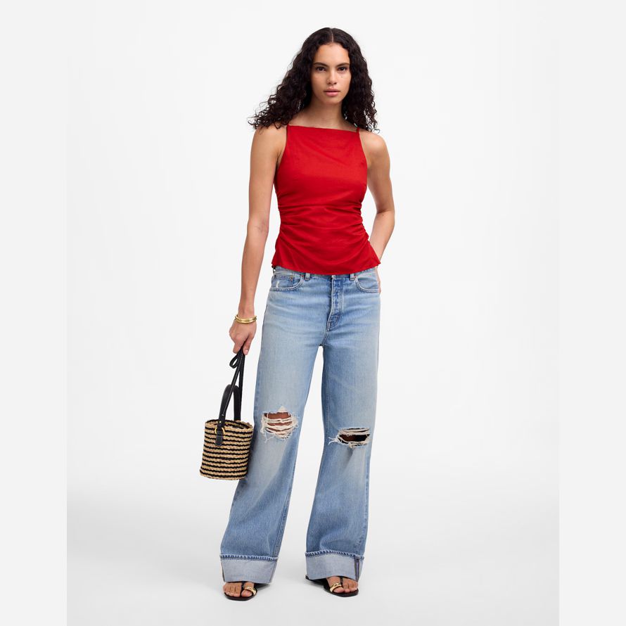 rouge madewell froncé squareneck womens réservoir