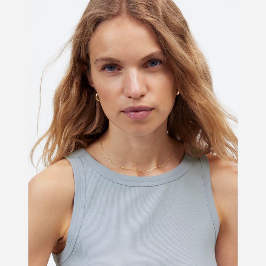 bleu gris womens madewell de régénération de coton essentielle haute-débardeur À col