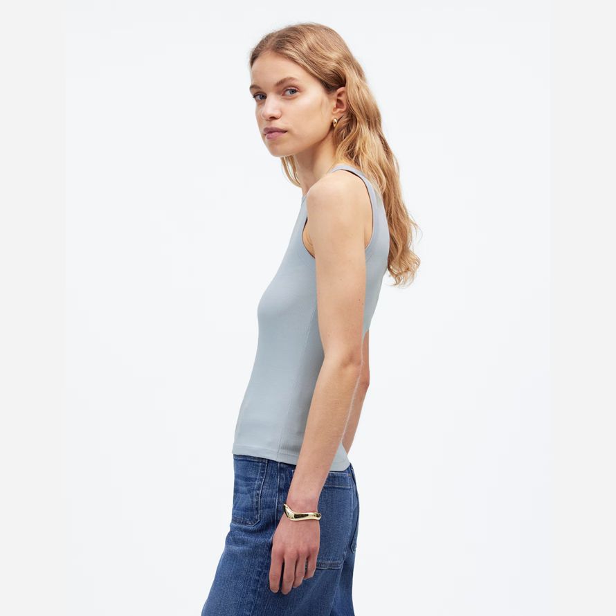 bleu gris womens madewell de régénération de coton essentielle haute-débardeur À col