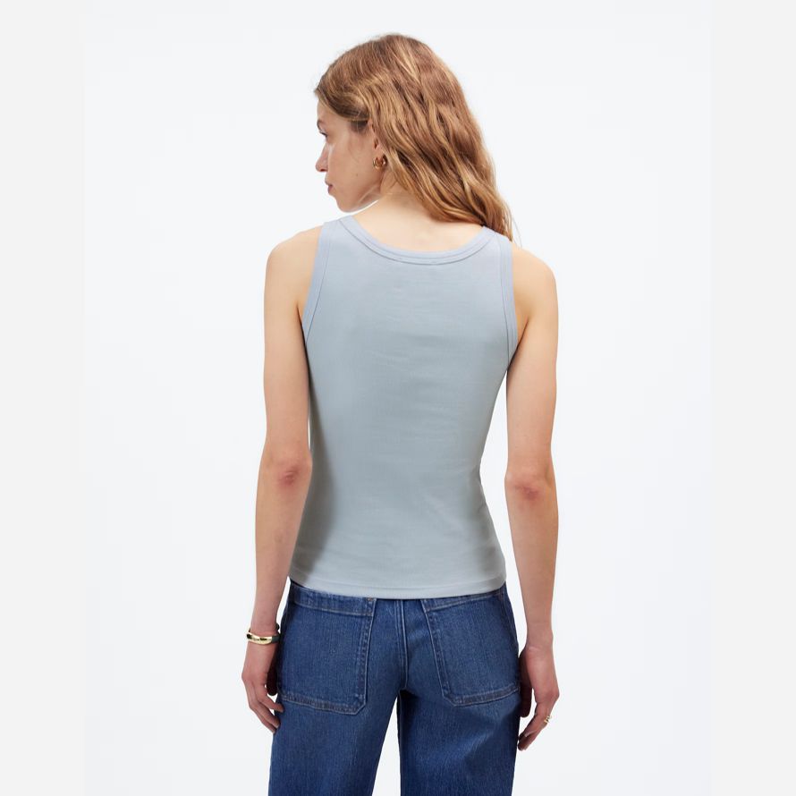 bleu gris womens madewell de régénération de coton essentielle haute-débardeur À col