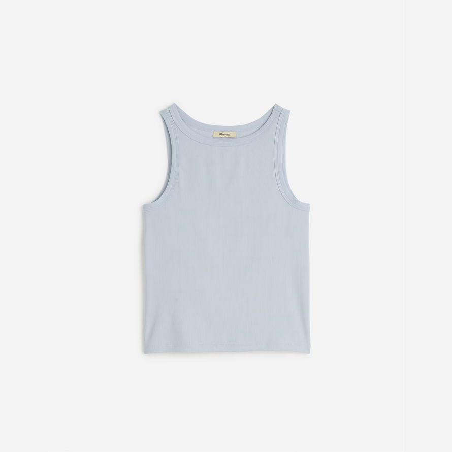 bleu gris womens madewell de régénération de coton essentielle haute-débardeur À col