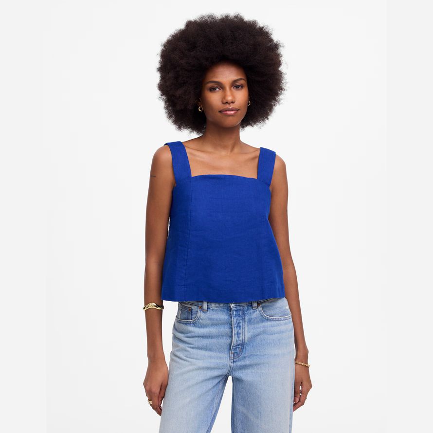 blue womens madewell courbe-cou coquille de réservoir