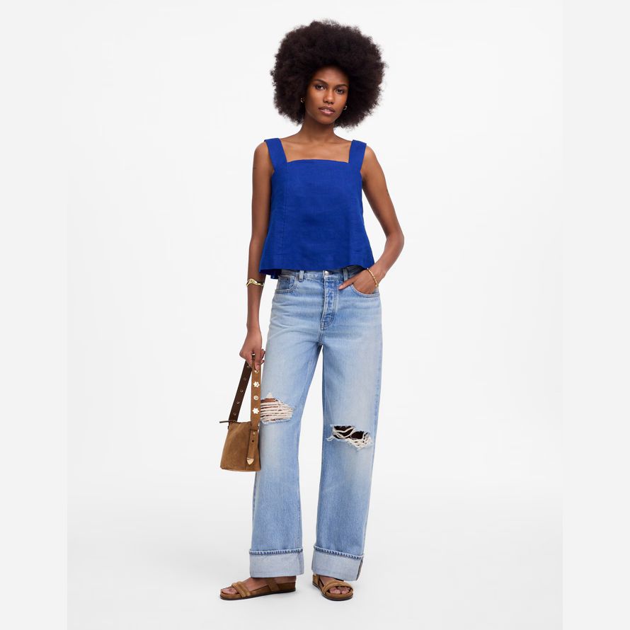 blue womens madewell courbe-cou coquille de réservoir