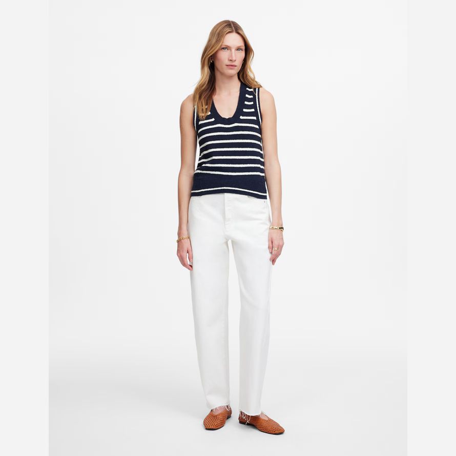 navy white womens madewell boucl�-pull en maille réservoir