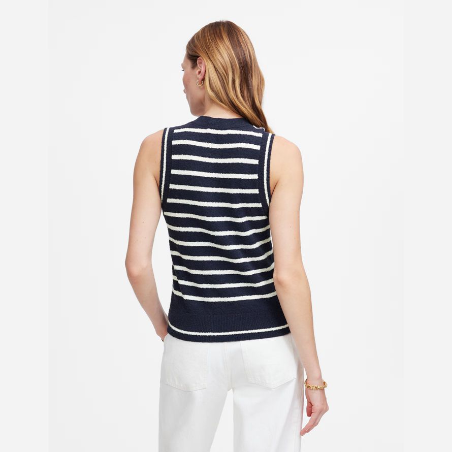 navy white womens madewell boucl�-pull en maille réservoir