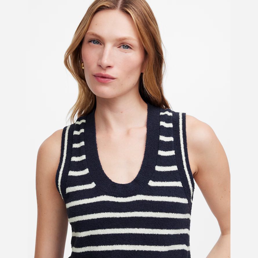 navy white womens madewell boucl�-pull en maille réservoir
