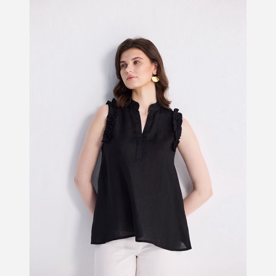 womens madewell reistorᆴ sans manches noire en haut de chanvre