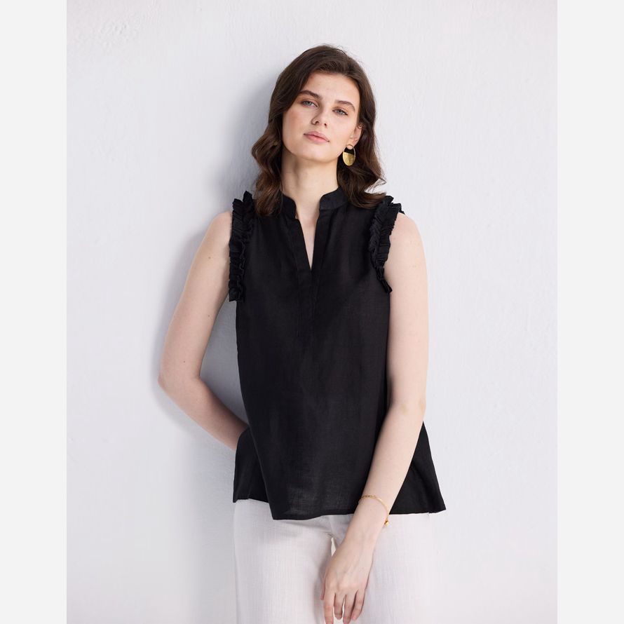 womens madewell reistorᆴ sans manches noire en haut de chanvre