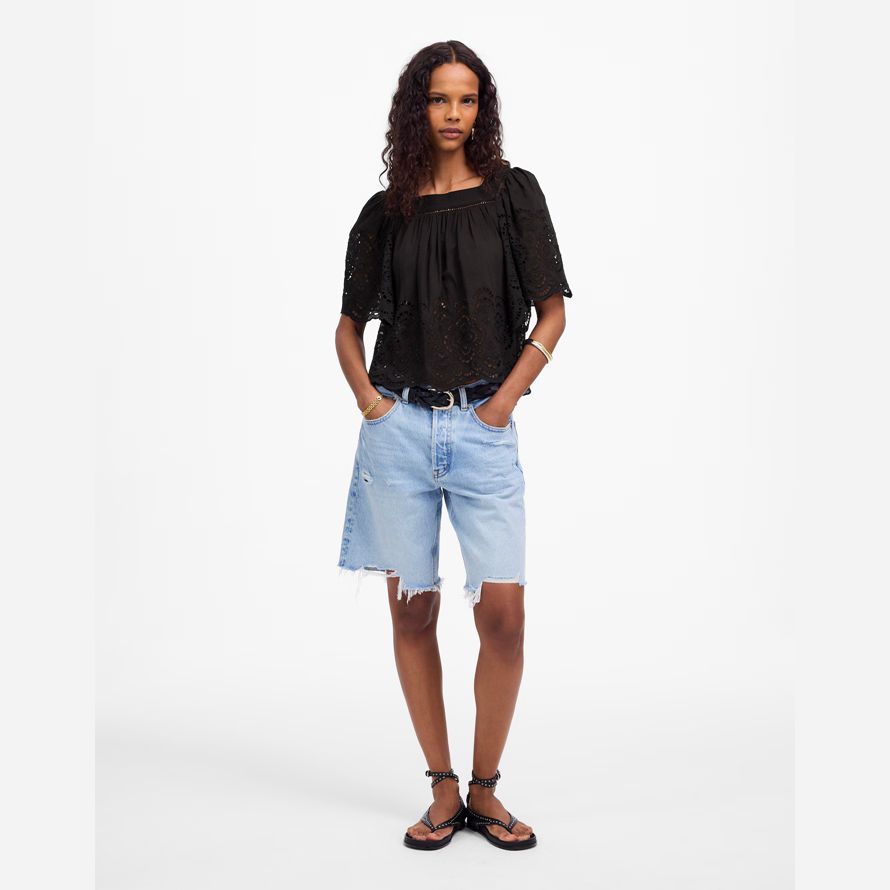 noir madewell Œillet de flottement de la manche womens haut