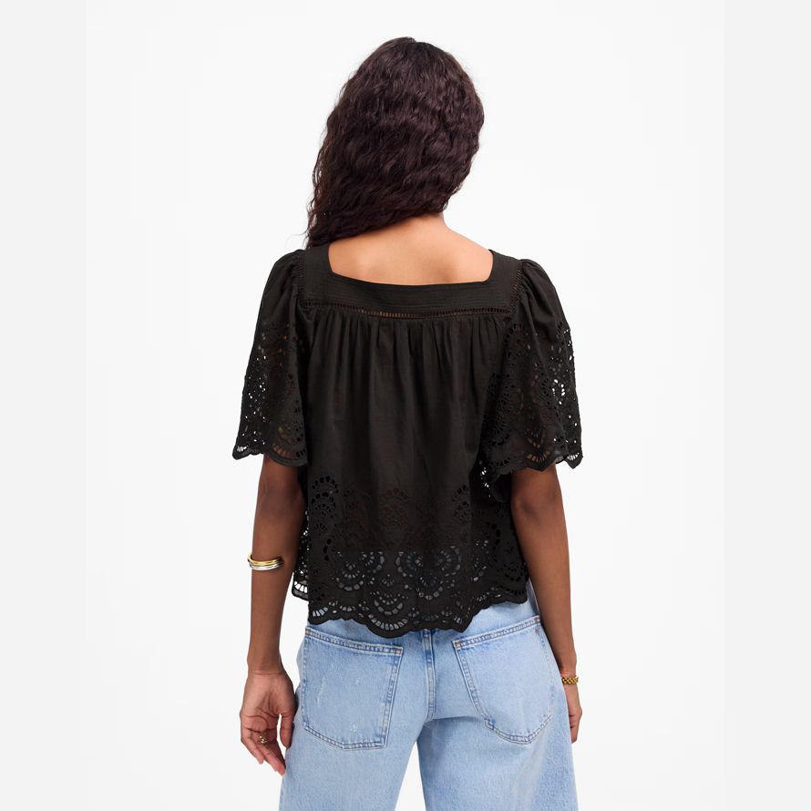 noir madewell Œillet de flottement de la manche womens haut