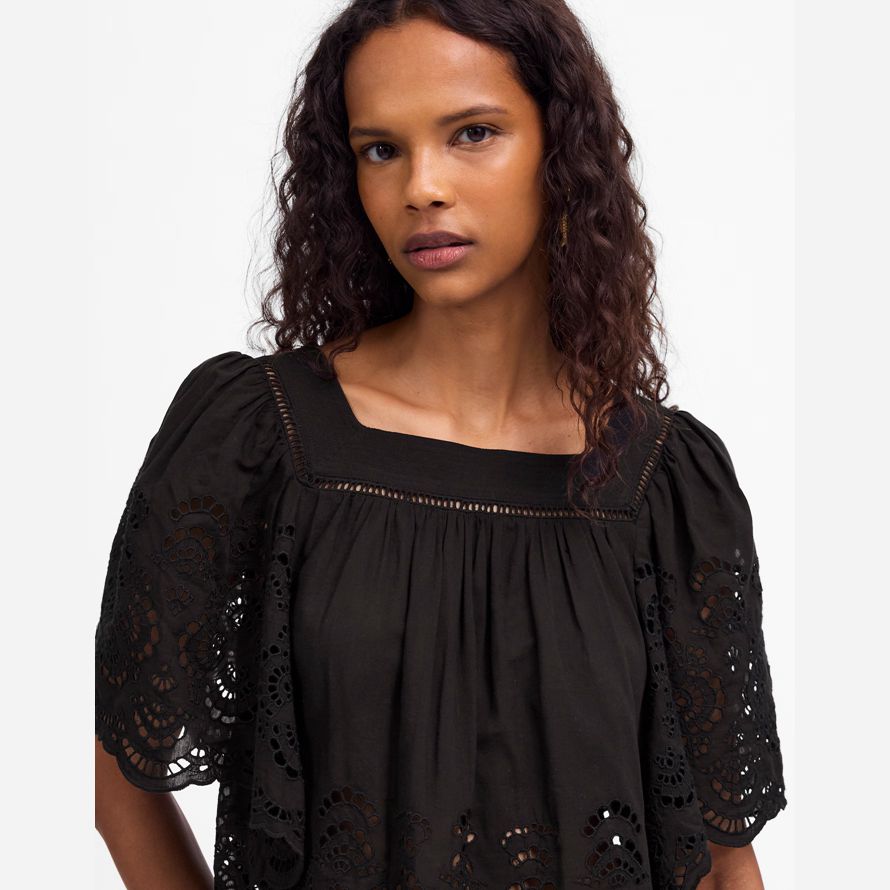 noir madewell Œillet de flottement de la manche womens haut