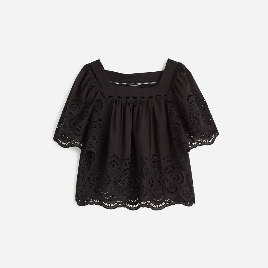 noir madewell Œillet de flottement de la manche womens haut