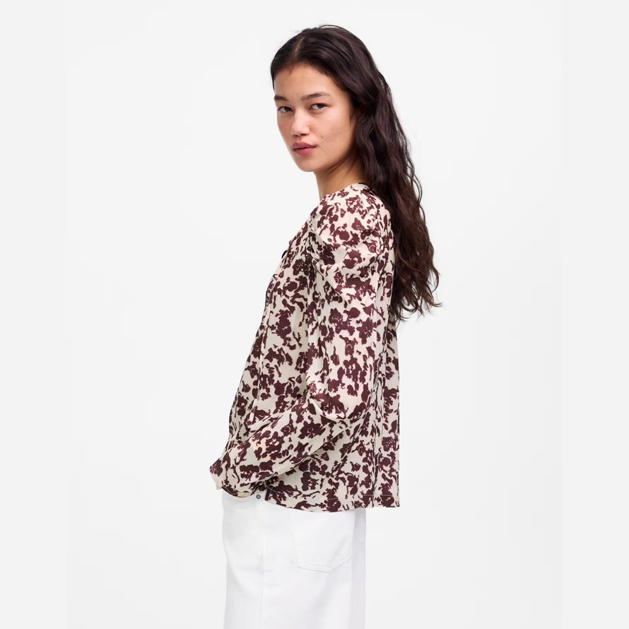 madewell drapé cravate-front womens haut bordeaux beige