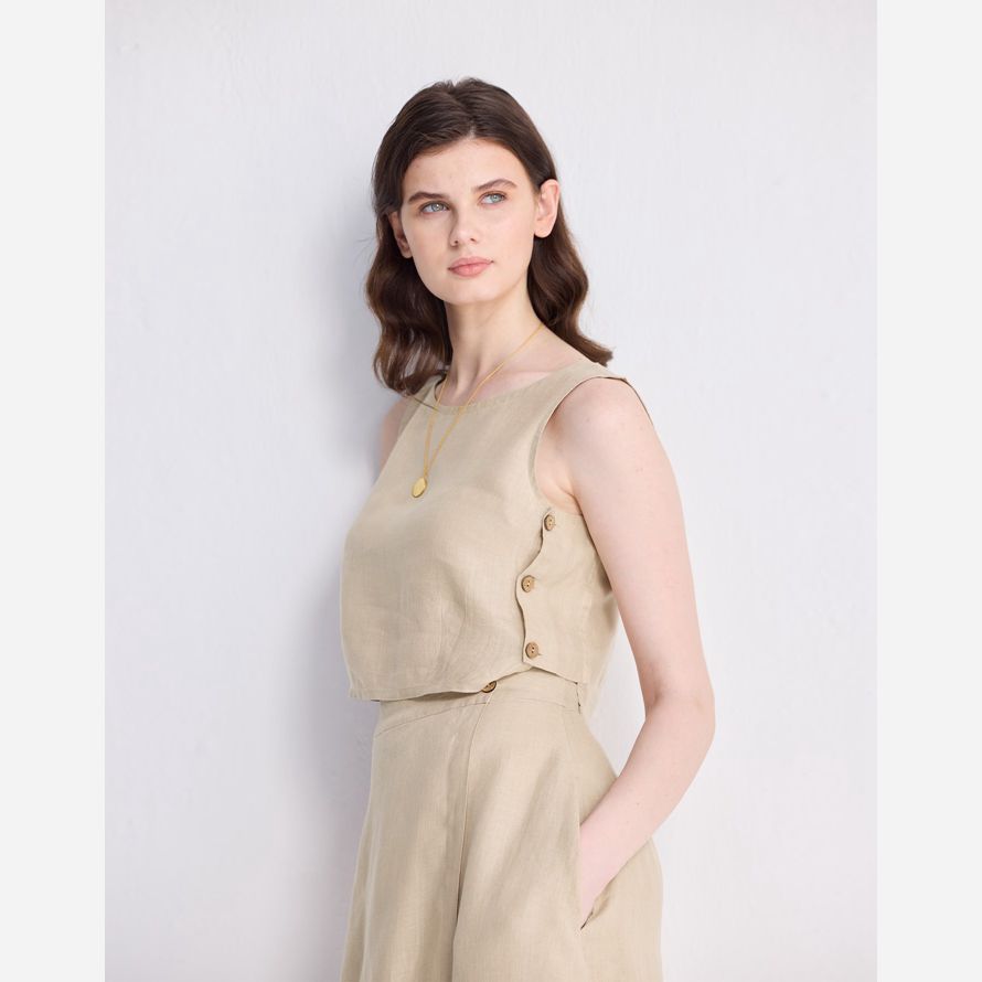 womens madewell reistorᆴ boxy chanvre crop top beige